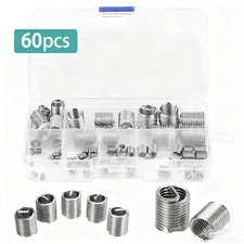 60pcs Spark Plug Thread Repair Kit, Cylinder Head Heli-Coil Insert Tap Set
