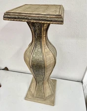 Vintage Brass Plated Plant Stand 30” Tall 10” Across Pedestal