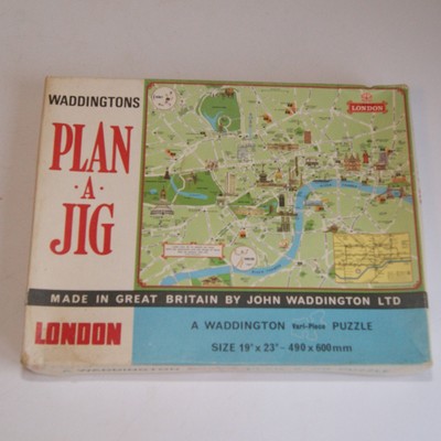 Vintage Waddingtons Plan A Jig Vari Piece London Map Puzzle c1970s