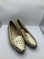 Vintage CONNIE Gold Weave Women s Shoes Sz 10 Flats Leather Upper Made In Brazil