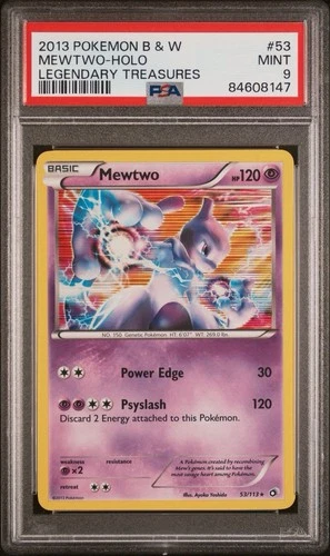 2013 POKEMON BLACK & WHITE LEGENDARY TREASURES MEWTWO-HOLO #53 PSA 9
