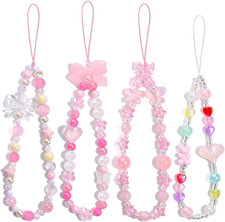 4 PCS Cute Phone Charms Aesthetic Y2K Cellphone Wrist Strap Bedazzling Bear Bow