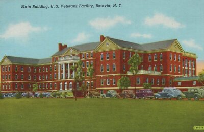 Main Building US Veterans Facility Batavia New York Vintage Linen Post Card