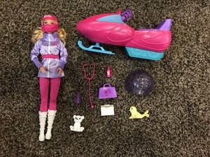 barbie snowmobile set