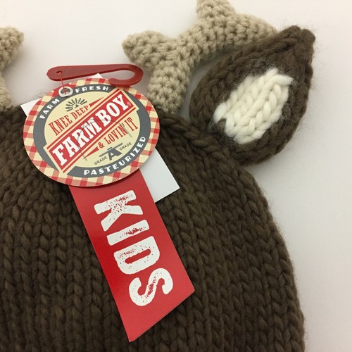 Farm Boy Kids Toddler Baby Reindeer Knit Hat Cap Toboggan Beanie Brown - NWT - Picture 2 of 8