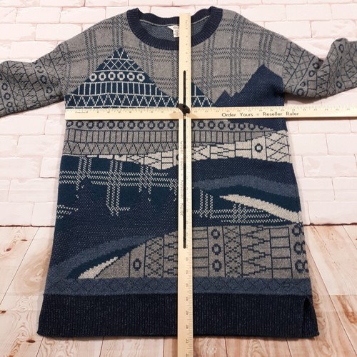 Woolrich Lambswool Pullover Sweater Womens Medium Long Artwork Abstract Graphic - Picture 7 of 12
