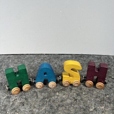 Wooden NameTrain Magnetic Train Maple Landmark Letters H A S H name ASH  2.5''