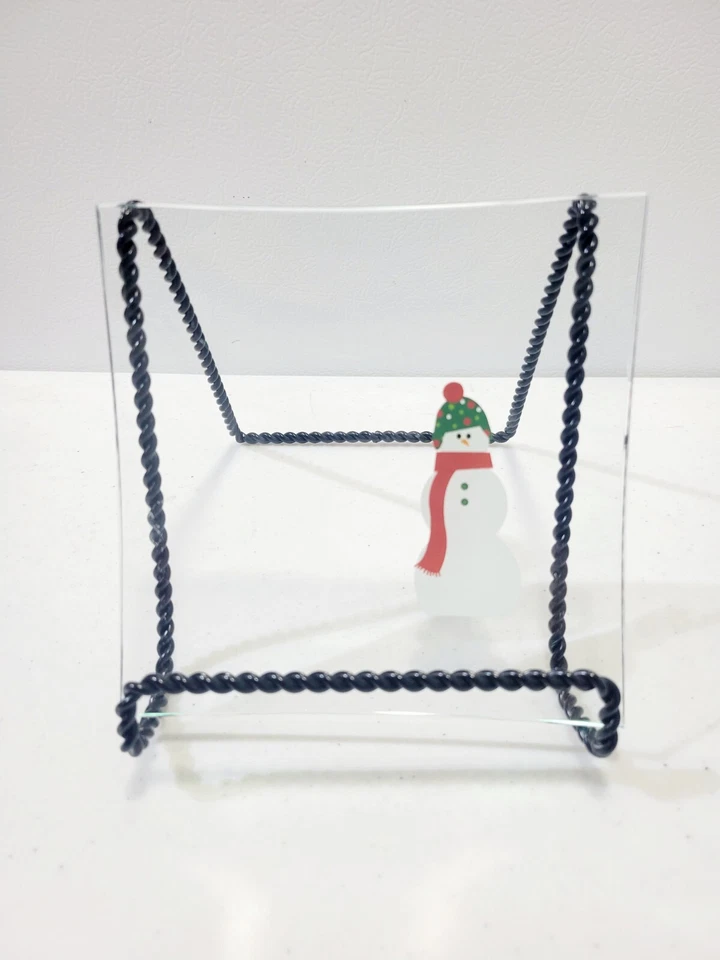 PAMPERED CHEF SNOWMAN SQUARE DESSERT PLATES SET OF 3 - Image 3 of 4