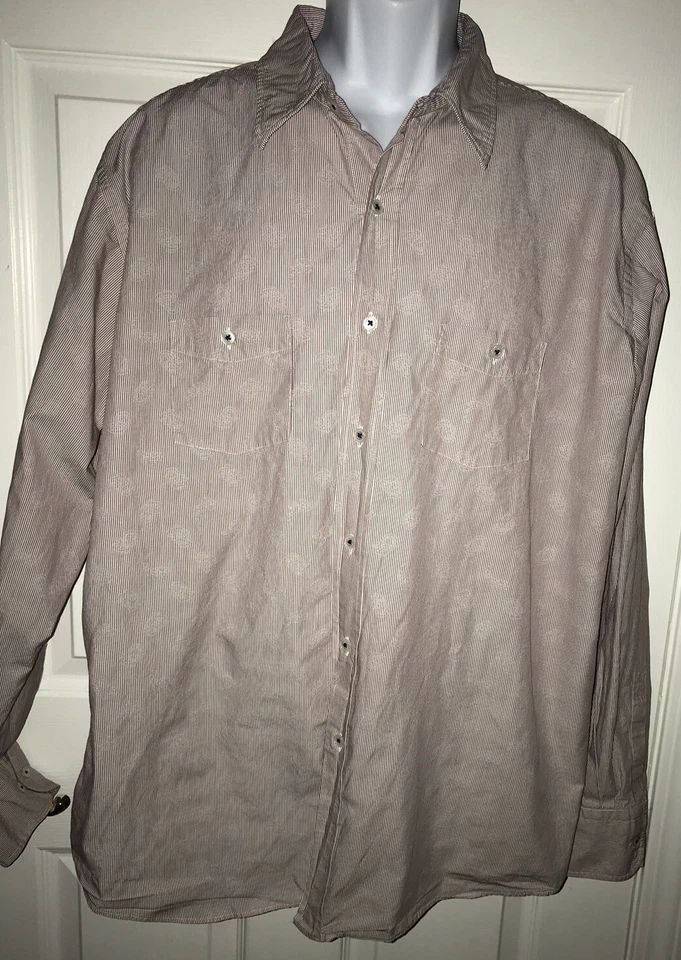 Camisa de vestir para hombre Lorenzo Uomo calce moderno talla XL rayas sutiles/cachemira Foto 2 de 4