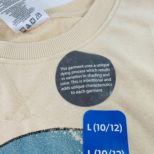 Sonic the Hedgehog Top L Mineral Washed Crewneck Pullover Beige L 10/12 - Picture 5 of 9