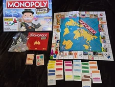 Monopoly Travel World Tour Board Game for Families and Kids-100% COMPLETE