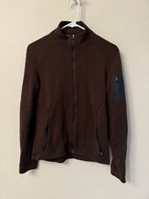 Smartwool Merino blend full zip mid weight jacket size M dark brown