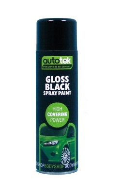 Autotek Gloss Black Spray Paint 500ml Acrylic Formula Aerosol for Steel Plastic