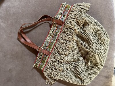 ELLIOT MANN Handtasche Ibiza Tasche Bag beige Shopper Schultertasche Ethno