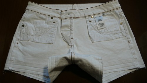 RICH & SKINNY Womens Off-White Stretch Raw Hem Shorts Jeans Sz 26 MSRP $ 120 - Picture 10 of 11
