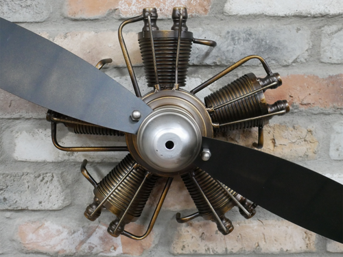 Aeroplane Propeller Cylinder Engine Vintage Style Wall Ornament Metal 76cm - Picture 3 of 3