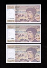 France 3 Banknotes - 20 FRANCS 1993, 1995  and 1997 All Gem UNC