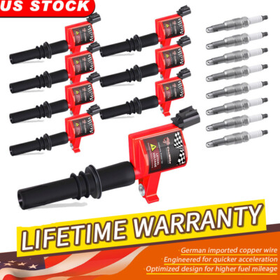 8Pack Ignition Coils and PLATINUM Spark Plugs For Ford F150 F 250 DG511 SP-546
