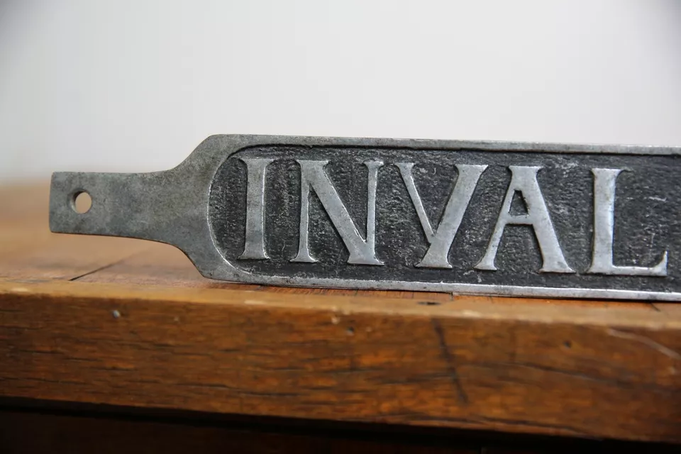Vtg Funeral Invalid Coach License Plate Topper Car Emblem Sign Packard Hearse - Image 3 of 4