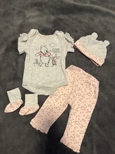 Disney Winnie The Pooh And Piglet Girls Outfit Size 6-9m 