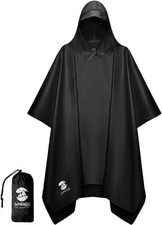 Hooded Rain Poncho Waterproof Raincoat Jacket For Men Women Adults