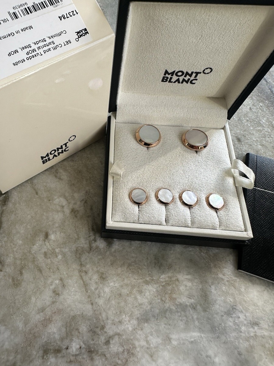 Montblanc Cufflinks Tuxedo Studs Set Saratorial Mother of Pearl