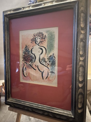 RARE Marc Chagall "Circus Rider w/ Bouquet" w/ TODD GALLERY Label, ORIG FRAME - Picture 8 of 12