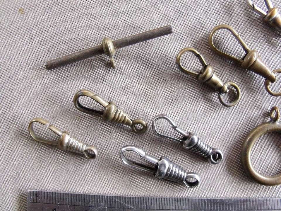 POCKET WATCH ALBERT CHAIN PARTS INCLUDING T BAR AND CLIPS SPARES eBay