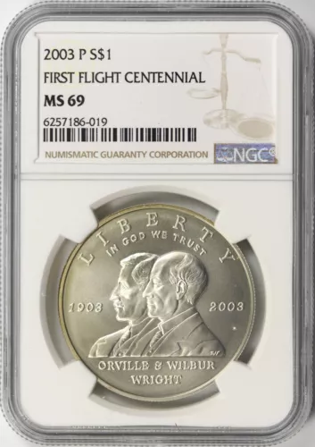 2003-P $1 First Flight Centennial Commemorative Silver Dollar NGC MS69