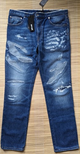 Vaqueros Just Cavalli desgastados elásticos rectos talla 30 Hecho en Italia corriendo grande - Imagen 3 de 17