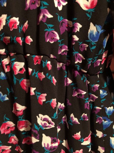 Vintage 80s 90s Liz Claiborne Black Floral Midi Dress Drop Waist M/L 12 NWT NOS - Picture 6 of 10