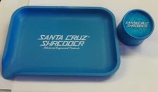 Santa Cruz Shredder 4PC Hemp Grinder 100% NATURAL HEMP & ROLLING TRAY - LT BLUE
