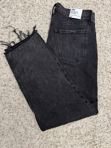 Old Navy Extra High-Rise Sky-Hi Straight Acid Black Jeans Secret Slim Pocket 10 - Bild 4 von 7