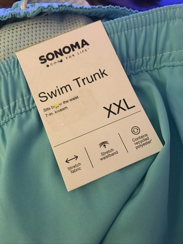 Costume da bagno SONOMA completo elastico in vita 2XL blu su blu foderato in rete uomo nuovo - Foto 2 di 6