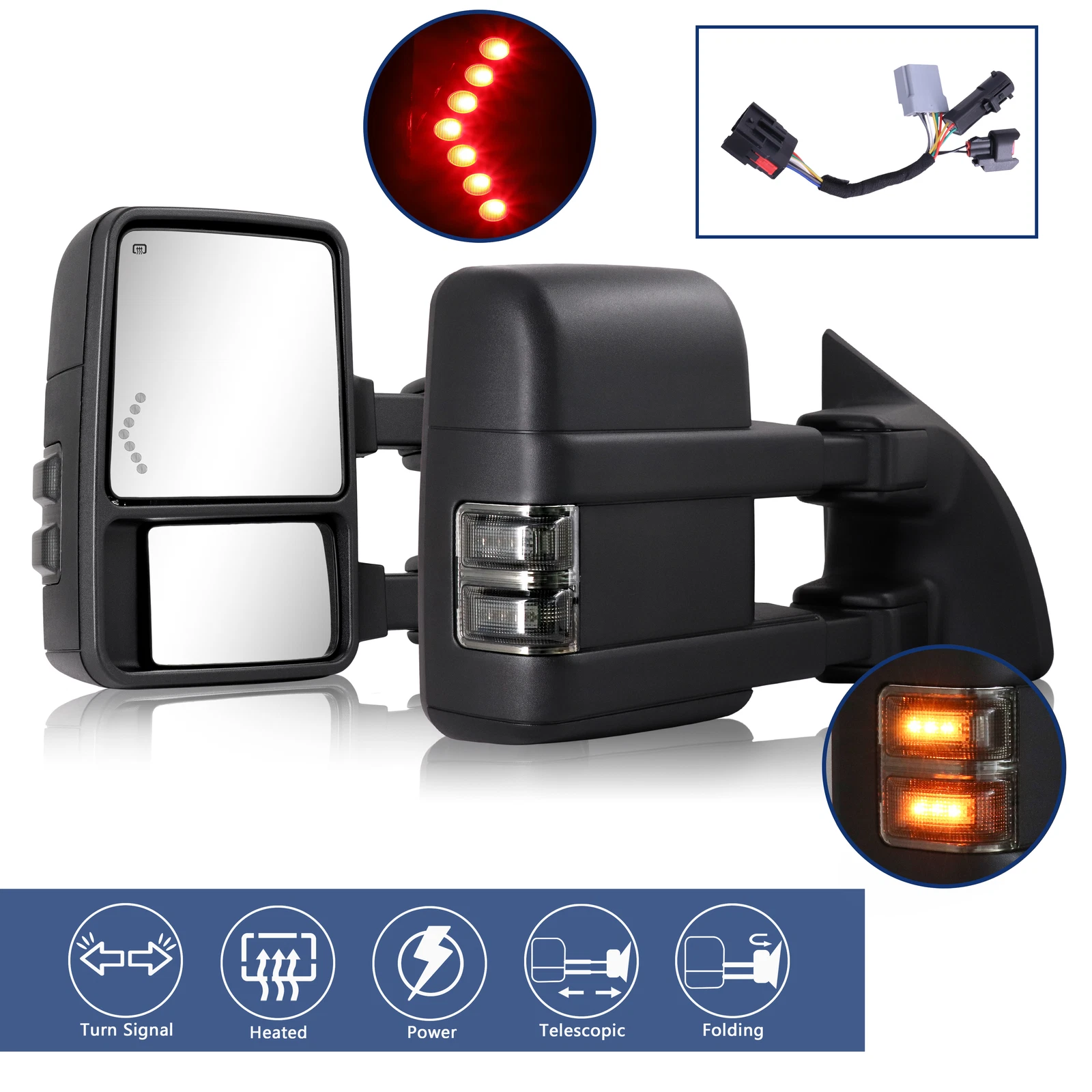 Tow Mirrors for 1999-2016 Ford F250 F350 F450 F550 Super Duty Heated LED Signal
Opens in a new windo