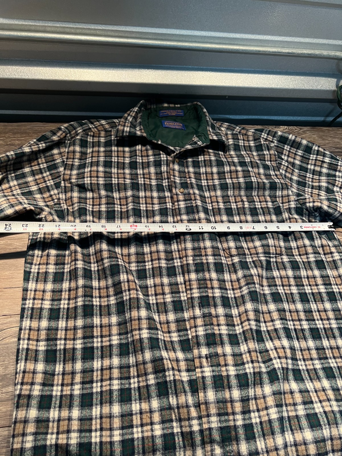 Pendleton Shirt Jacket Men Large Green Beige Wool… - image 6