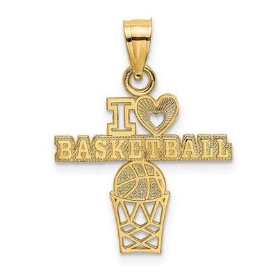 14k Gelbgold I HERZ BASKETBALL Charm Anhänger 0,83g Geschenk für Mutter