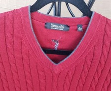 Cypress Links Men  s Golf Vest Sweater - Size: L Color Red With Grey 100 Cotton