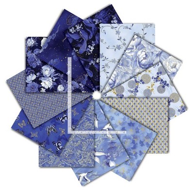 Timeless Treasures Moonlight Lotus Garden Layer Cake 10'' Squares Cotton Fabric