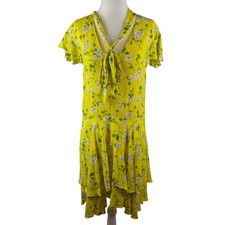 NWT Alice + Olivia Moore Spring Primrose Lemon Floral Mini Dress Size 6 Yellow