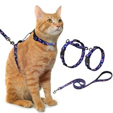 Cat Harness and Leash Set Escape Proof Adjustable Walking Travel Cute Kitten ...
