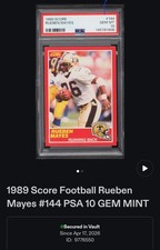 1989 Score - Rueben Mayes #144 PSA 10 New Orleans Saints Football Card