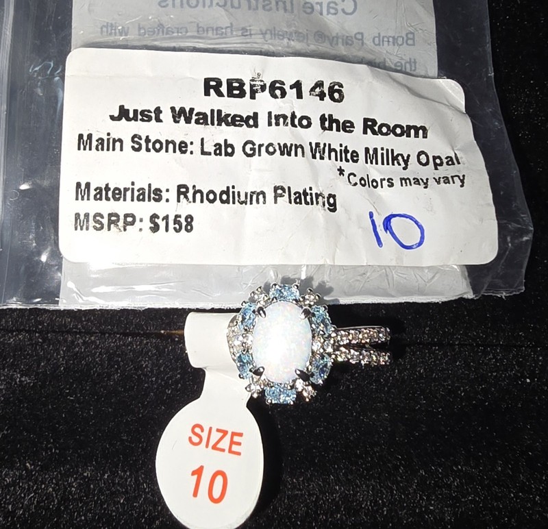 Fashion Bomb Party Ring Size 10 Just walked into the room- White milky topaz