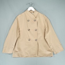 Arket Jacket Womens 14 Beige Linen Cotton Double Breasted Chore Contemporary