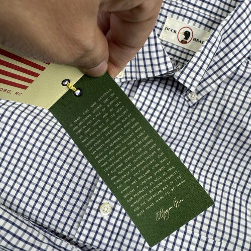 Camicia uomo abbottonata testa d'anatra nuova taglia small blu bianca quadri manica lunga - Foto 17 di 19