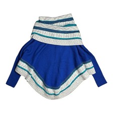 Alpaca Wool Poncho Scarf Women Highest Quality Hand Made in Peru Blue Llama OS