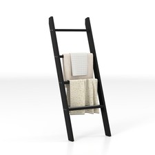 COSTWAY 4-Tier Wooden Blanket Ladder 137 cm Wall Leaning Quilt Holder