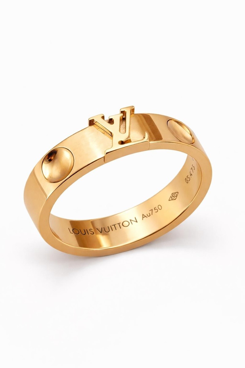 Louis Vuitton Empreinte Large 18k Yellow Gold Ring 5mm wide Ring