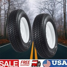 2 Pack St20575d14 Trailer Tires And White Wheels With 14 Rim 5 Lug On 4.5 6pr