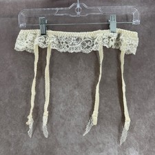 Vintage Victoria's Secret Gold Label Ivory Floral Lace Garter Belt One Size Adj